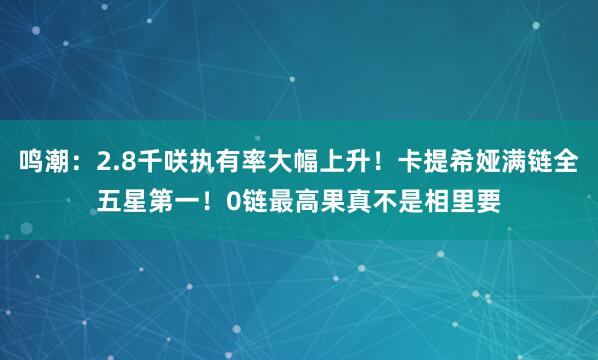 鸣潮：2.8千咲执有率大幅上升！卡提希娅满链全五星第一！0链最高果真不是相里要